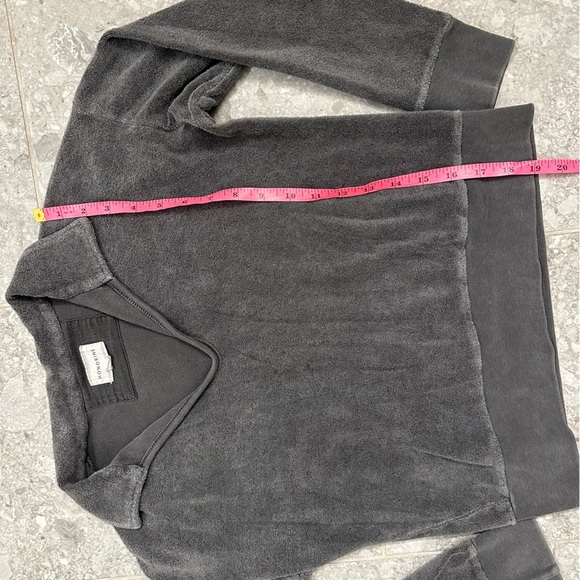 Honorine Hunter Polo Sweatshirt women’s size XS cropped grey Sherpa fleece top - Picture 5 of 6